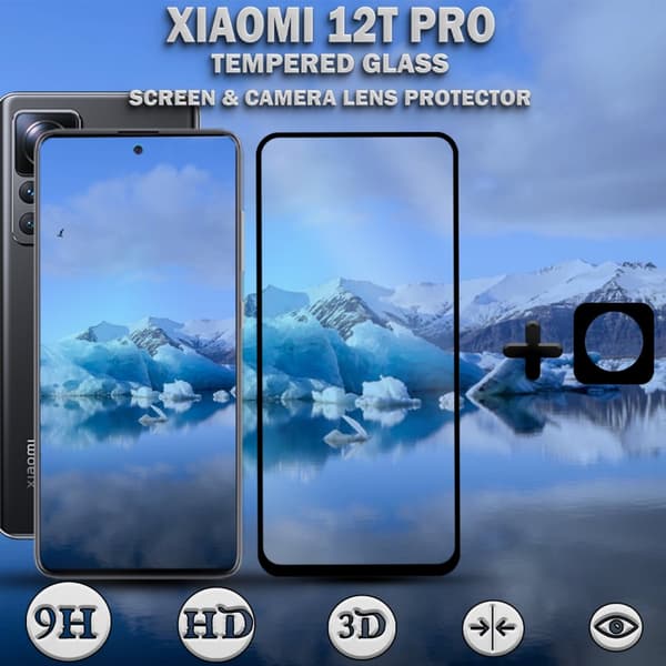 1-Pack Xiaomi 12T Pro Skärmskydd & 1-Pack linsskydd - Härdat Glas 9H - Super kvalitet 3D