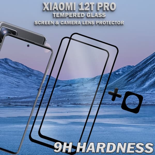 2-Pack Xiaomi 12T Pro Skärmskydd & 1-Pack linsskydd - Härdat Glas 9H - Super kvalitet 3D
