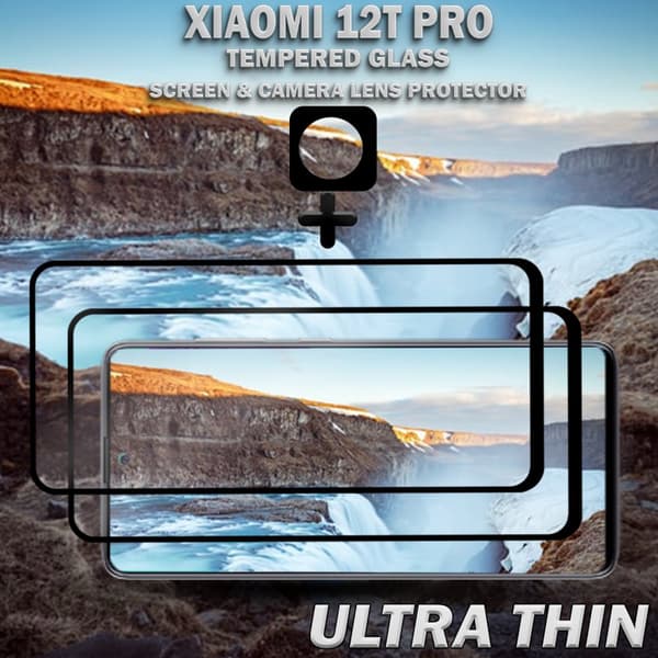 2-Pack Xiaomi 12T Pro Skärmskydd & 1-Pack linsskydd - Härdat Glas 9H - Super kvalitet 3D