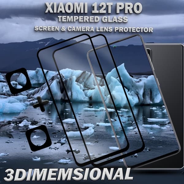 2-Pack Xiaomi 12T Pro Skärmskydd & 2-Pack linsskydd - Härdat Glas 9H - Super kvalitet 3D