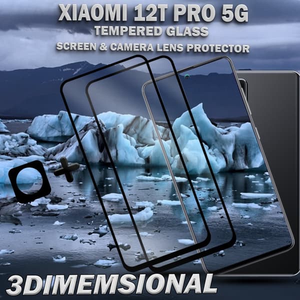 2-Pack Xiaomi 12T Pro (5G) Skärmskydd & 1-Pack linsskydd - Härdat Glas 9H - Super kvalitet 3D