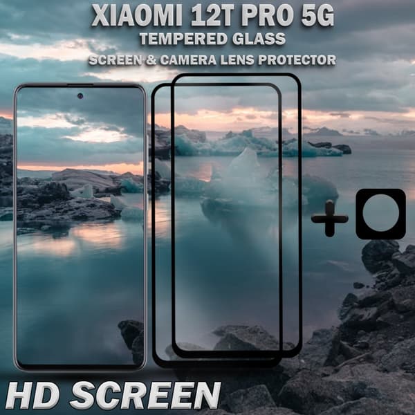 2-Pack Xiaomi 12T Pro (5G) Skärmskydd & 1-Pack linsskydd - Härdat Glas 9H - Super kvalitet 3D