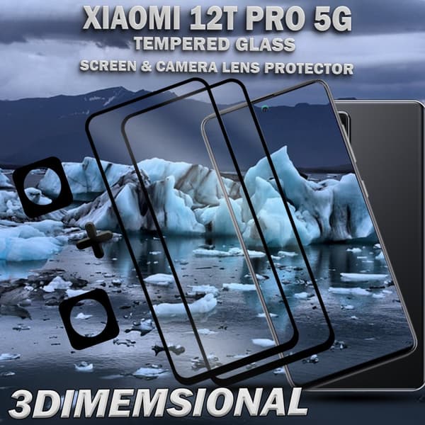 2-Pack Xiaomi 12T Pro (5G) Skärmskydd & 2-Pack linsskydd - Härdat Glas 9H - Super kvalitet 3D