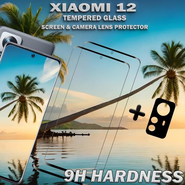 2-Pack Xiaomi 12 Skärmskydd & 1-Pack linsskydd - Härdat Glas 9H - Super kvalitet 3D