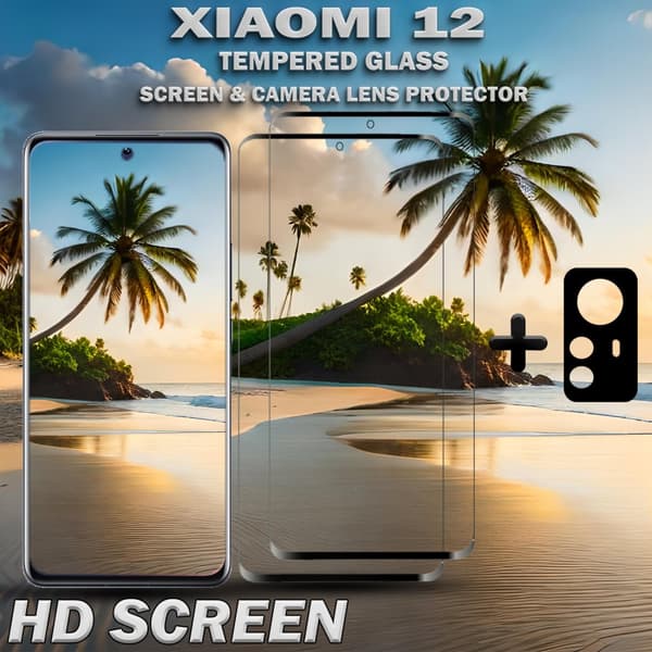 2-Pack Xiaomi 12 Skärmskydd & 1-Pack linsskydd - Härdat Glas 9H - Super kvalitet 3D