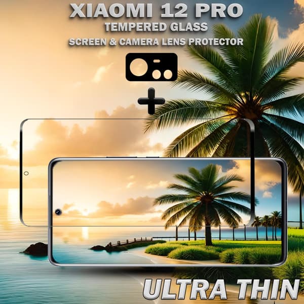 1-Pack Xiaomi 12 Pro Skärmskydd & 1-Pack linsskydd - Härdat Glas 9H - Super kvalitet 3D