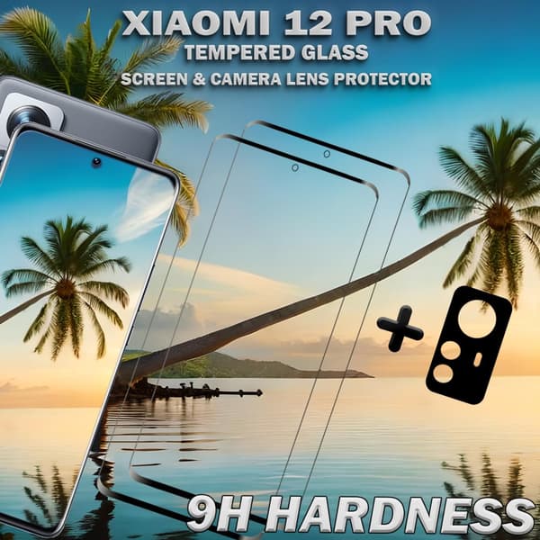 2-Pack Xiaomi 12 Pro Skärmskydd & 1-Pack linsskydd - Härdat Glas 9H - Super kvalitet 3D