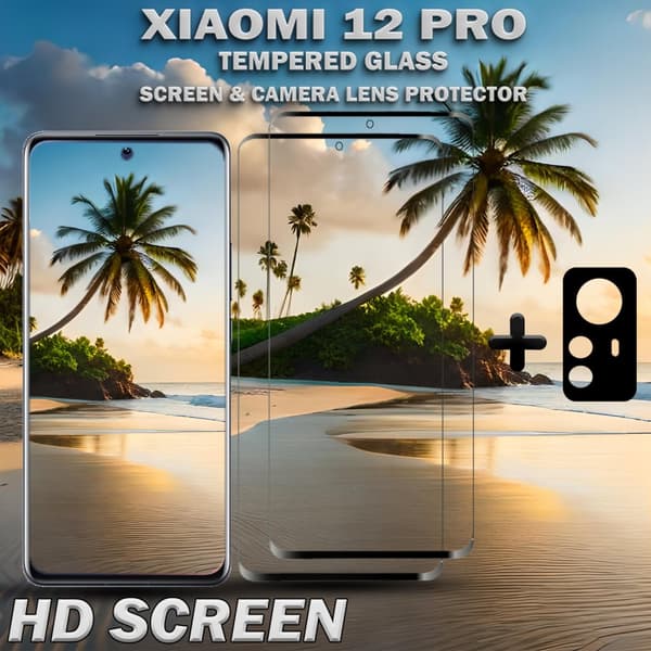 2-Pack Xiaomi 12 Pro Skärmskydd & 1-Pack linsskydd - Härdat Glas 9H - Super kvalitet 3D