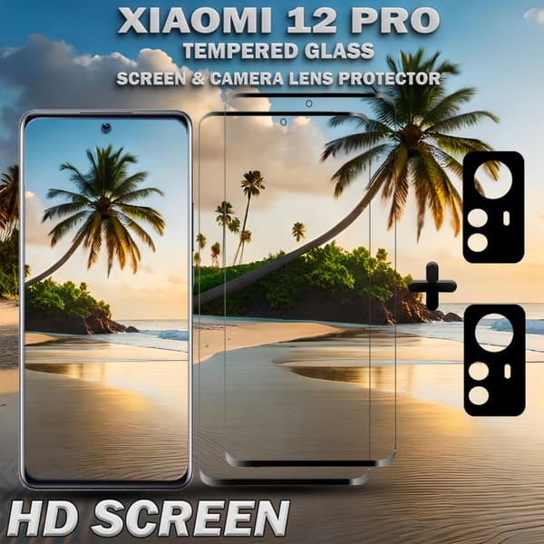 2-Pack Xiaomi 12 Pro Skärmskydd & 2-Pack linsskydd - Härdat Glas 9H - Super kvalitet 3D