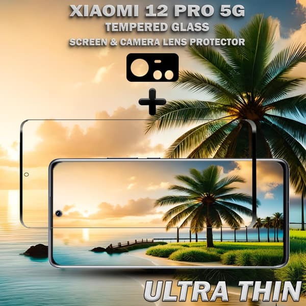 1-Pack Xiaomi 12 Pro (5G) Skärmskydd & 1-Pack linsskydd - Härdat Glas 9H - Super kvalitet 3D