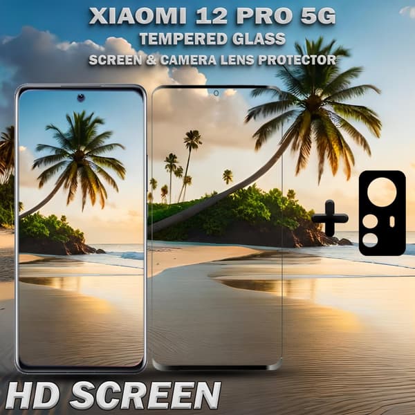 1-Pack Xiaomi 12 Pro (5G) Skärmskydd & 1-Pack linsskydd - Härdat Glas 9H - Super kvalitet 3D