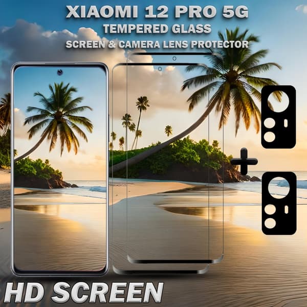 2-Pack Xiaomi 12 Pro (5G) Skärmskydd & 2-Pack linsskydd - Härdat Glas 9H - Super kvalitet 3D
