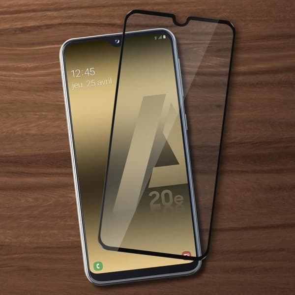 Skyddsfilm - AVIZAR - Galaxy A20e - 9H härdat glas - Fasade kanter - Fullständigt skydd