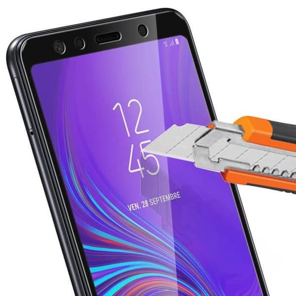 Skyddsfilm - AVIZAR - Samsung Galaxy A7 2018 - Härdat glas - Ultrabeständig - Svart