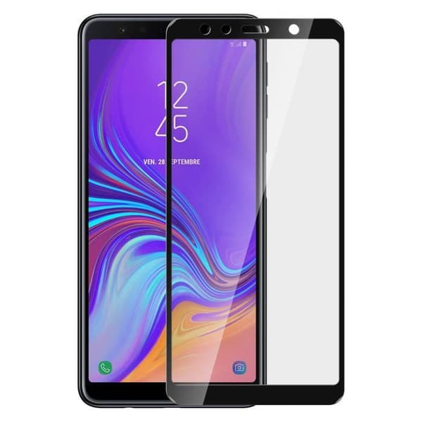 Skyddsfilm - AVIZAR - Samsung Galaxy A7 2018 - Härdat glas - Ultrabeständig - Svart