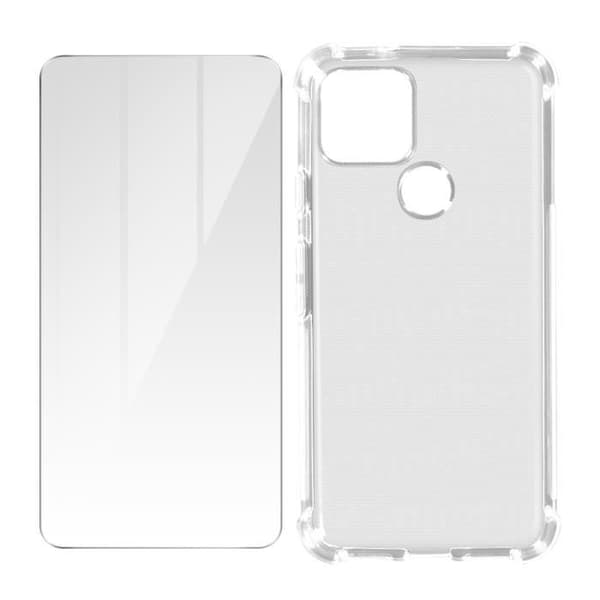 Fodral och skyddsfilm - AVIZAR - Google Pixel 5 - Mjuk silikon - Härdat glas - 360° skydd