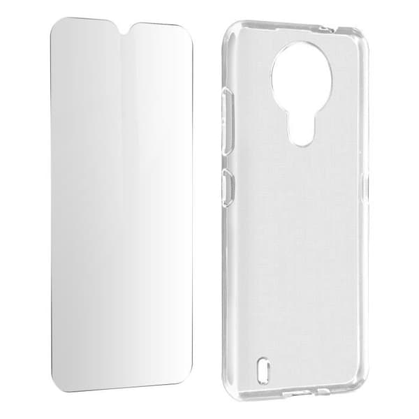 Nokia 1.4 mjukt fodral och 9H härdat glasfilm - genomskinlig