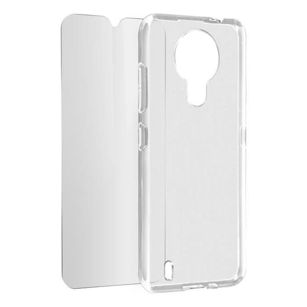Nokia 1.4 mjukt fodral och 9H härdat glasfilm - genomskinlig