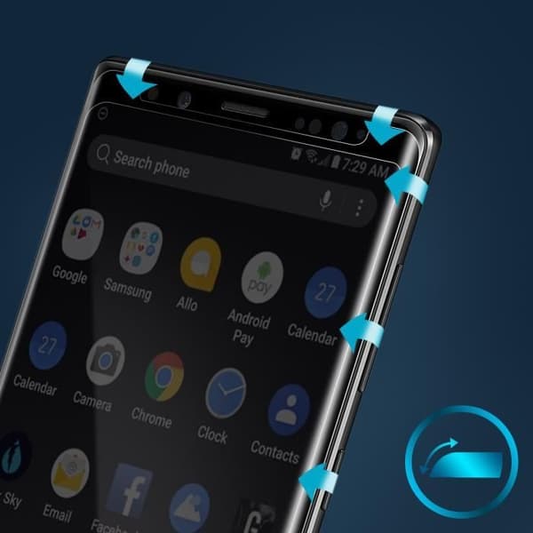 Film för Samsung Galaxy Note 9 Transparent fasat härdat glas med svart kant