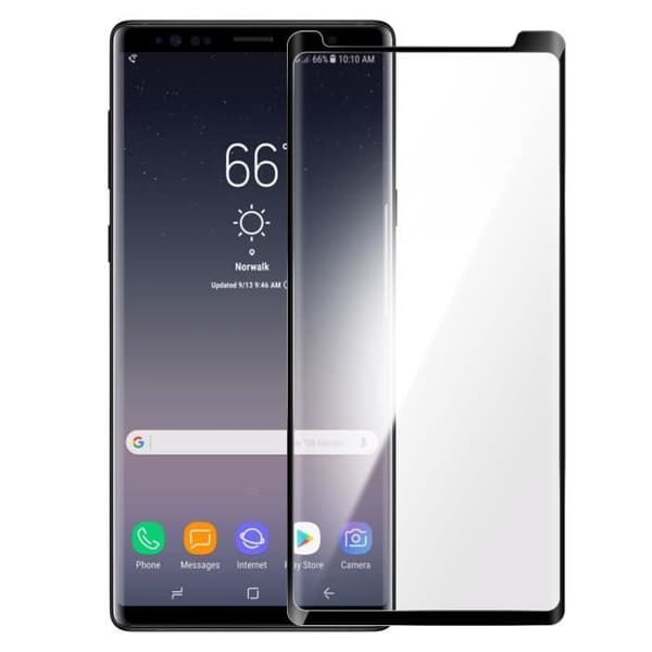 Film för Samsung Galaxy Note 9 Transparent fasat härdat glas med svart kant