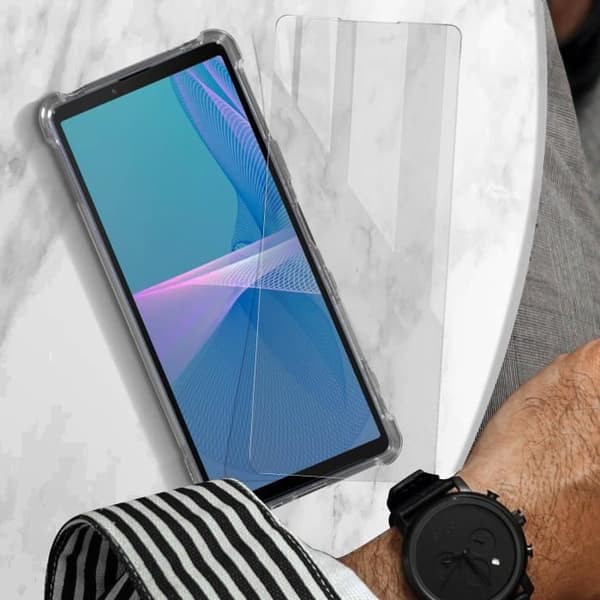 Skyddspaket - AVIZAR - Sony Xperia 10 III och 10 IV - Mjukt fodral - Härdat glas - 360° skydd