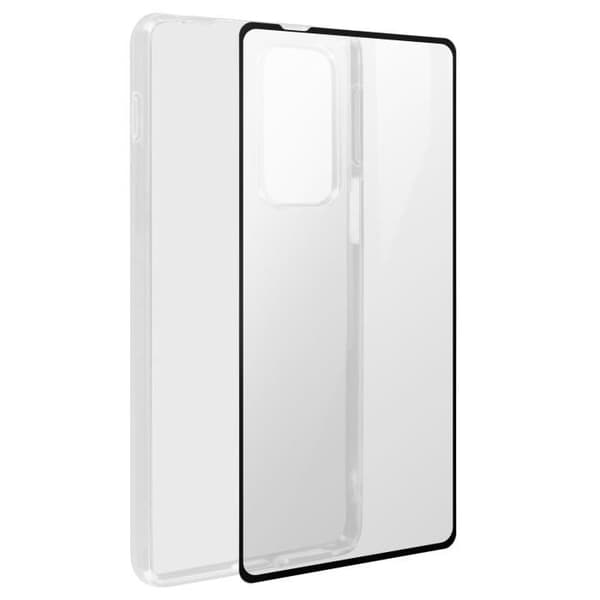 Motorola Edge 20 Pro Soft Case och 9H härdat glasfilm - transparent / svart