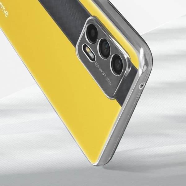 Skyddsfodral - AVIZAR - Realme GT - Mjuk silikon - 9H härdat glas - Transparent svart