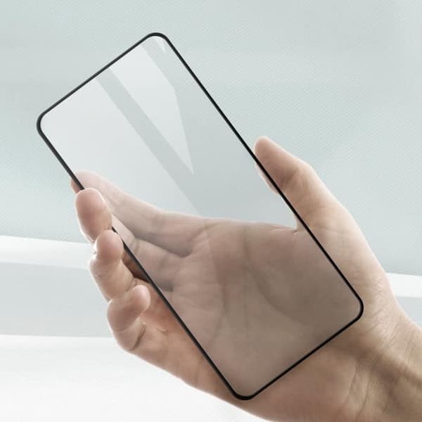 Skyddsfodral - AVIZAR - Realme GT - Mjuk silikon - 9H härdat glas - Transparent svart