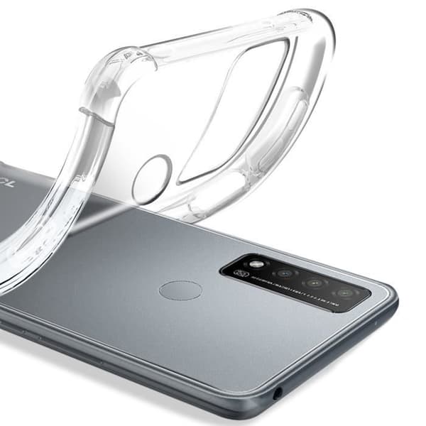 Fodral och skyddsfilm - AVIZAR - TCL 20R - Transparent silikon - 9H härdat glas - 360° skydd