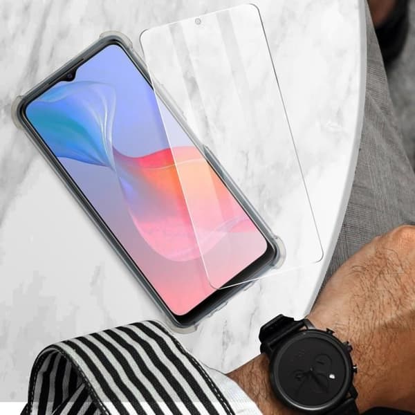 Fodral + Film Vivo Y21, Y21s och Y33s mjukt fodral och transparent härdat glas
