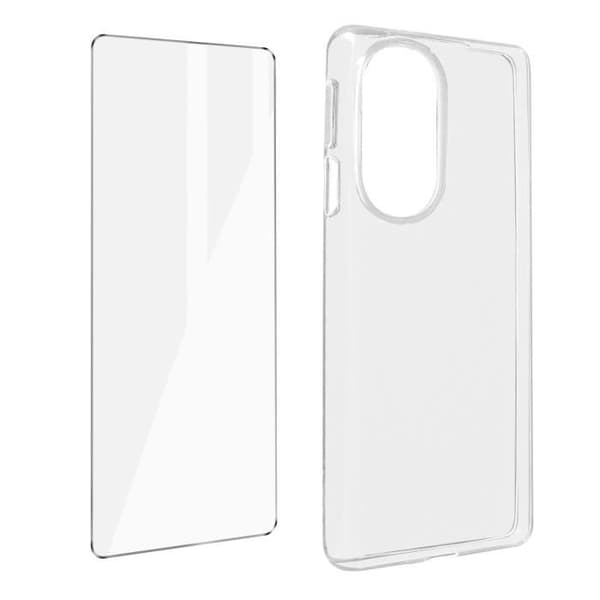 Skyddsfodral - AVIZAR - Motorola Edge 30 Pro - Mjuk silikon - 9H härdat glas - Transparent