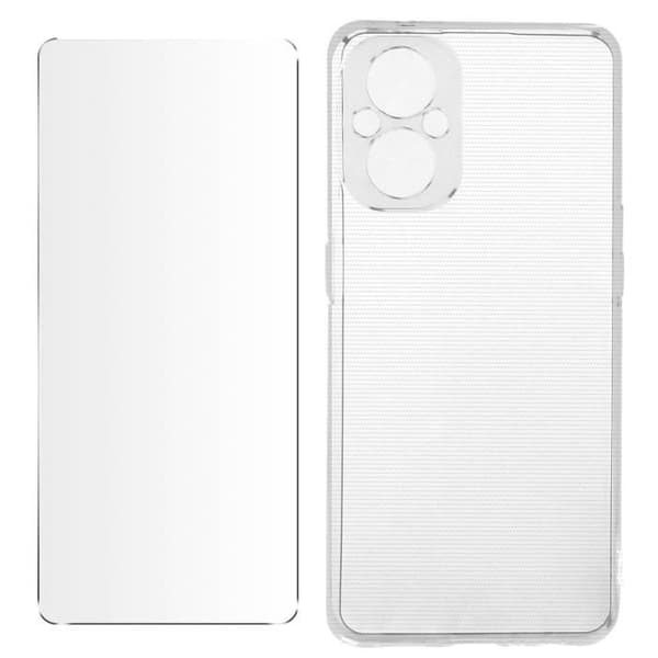 Skyddsfodral - AVIZAR - Oppo Reno 8 Lite 5G - Mjuk silikon - 9H härdat glas - Transparent