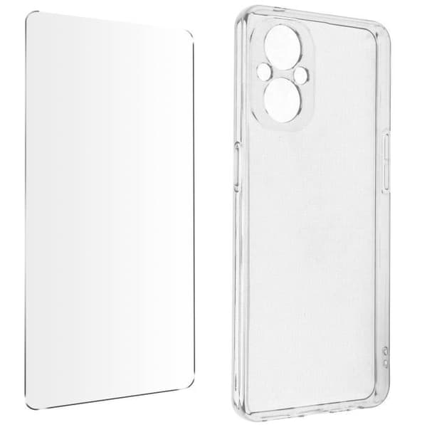 Skyddsfodral - AVIZAR - Oppo Reno 8 Lite 5G - Mjuk silikon - 9H härdat glas - Transparent