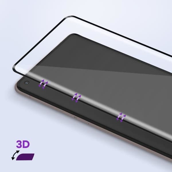 Skyddsfilm - FORCE GLASS - Oppo Find X3 Neo - 9H+ hårdhet - Komplett 3D-skydd - Svart