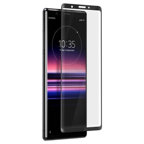 Skyddsfilm - MUVIT - Xperia 5 - Böjt härdat glas - Applikator ingår - Svart