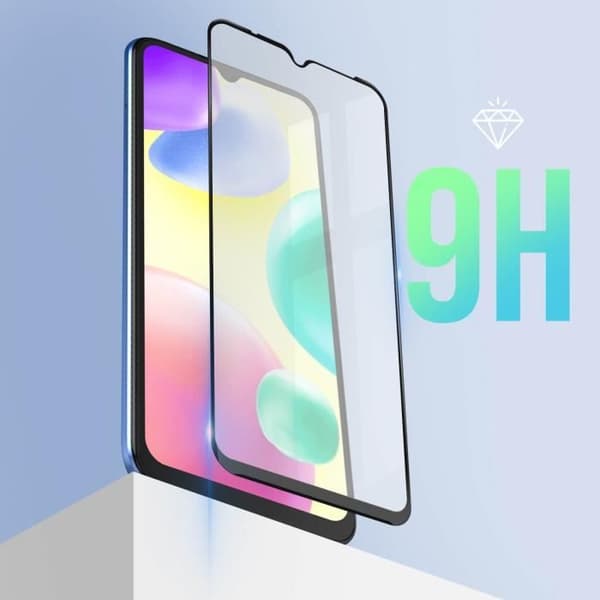 Skärmfilm - AVIZAR - Xiaomi Redmi 10A - Härdat glas - 9H hårdhet - Ultratunn - Svart
