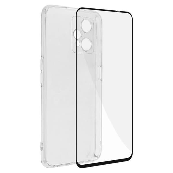 Skyddsfodral - AVIZAR - Realme 9 Pro Plus och 9 4G - Mjuk silikon - 9H härdat glas - Svart