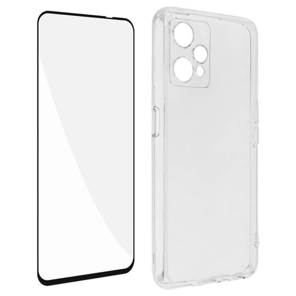 Skyddsfodral - AVIZAR - Realme 9 Pro Plus och 9 4G - Mjuk silikon - 9H härdat glas - Svart