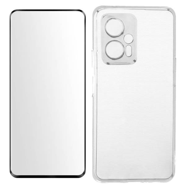 Xiaomi Poco X4 GT Fodral Soft Gel Silikonfilm Härdat glas 9H svart