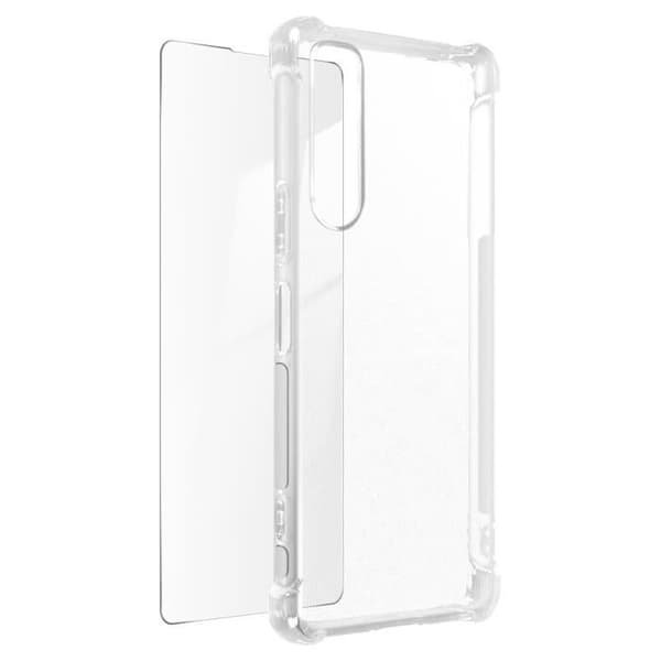Fodral och härdat glas - AVIZAR - Sony Xperia 5 IV - 360° skydd - Förstärkt silikon - Genomskinlig