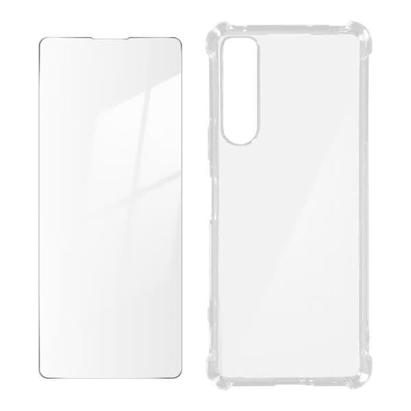 Fodral och härdat glas - AVIZAR - Sony Xperia 5 IV - 360° skydd - Förstärkt silikon - Genomskinlig