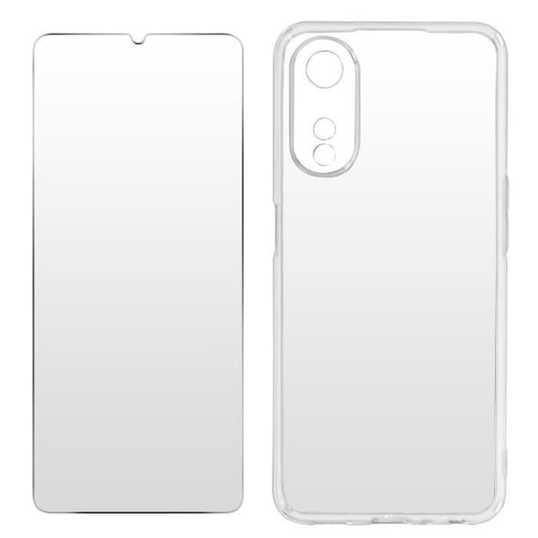 Skyddsfodral - AVIZAR - Oppo A78 - Silikongel - 9H härdat glas - Transparent