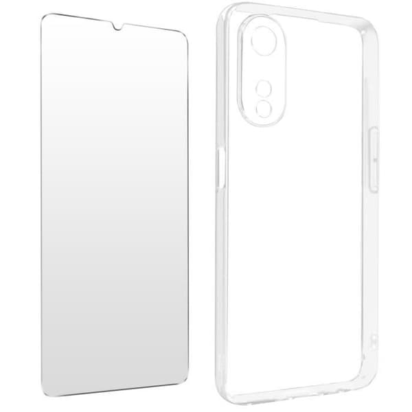 Skyddsfodral - AVIZAR - Oppo A78 - Silikongel - 9H härdat glas - Transparent