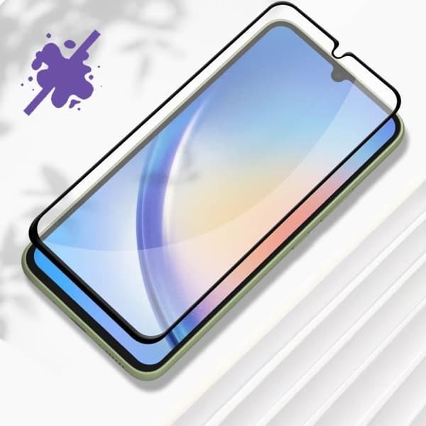 Härdat glas för Samsung Galaxy A34 5G 9H Hårdhet Transparent svart fasad kant