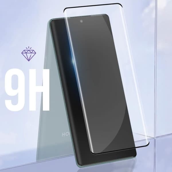 Härdat glas för Honor Magic 5 Lite 5G 9H Hårdhet Böjda kanter Svart