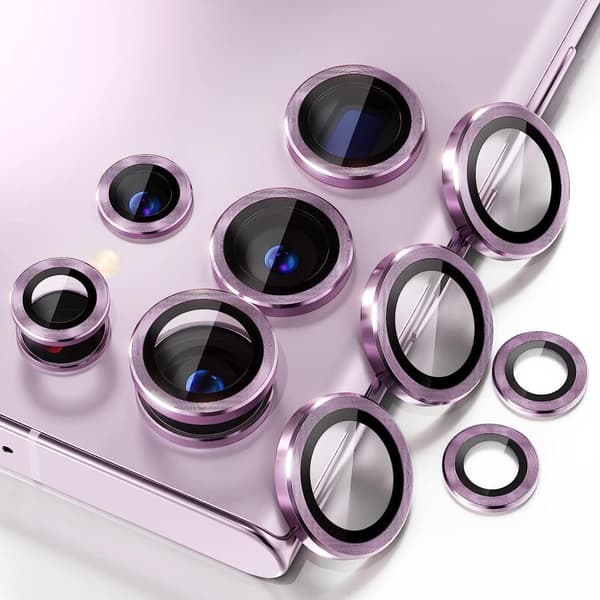Burgundinpunainen Samsung S23 Ultra -kameran linssisuojus