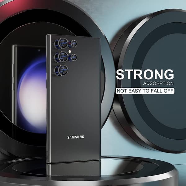 Musta Samsung S23 Ultra -kameran linssinsuojus