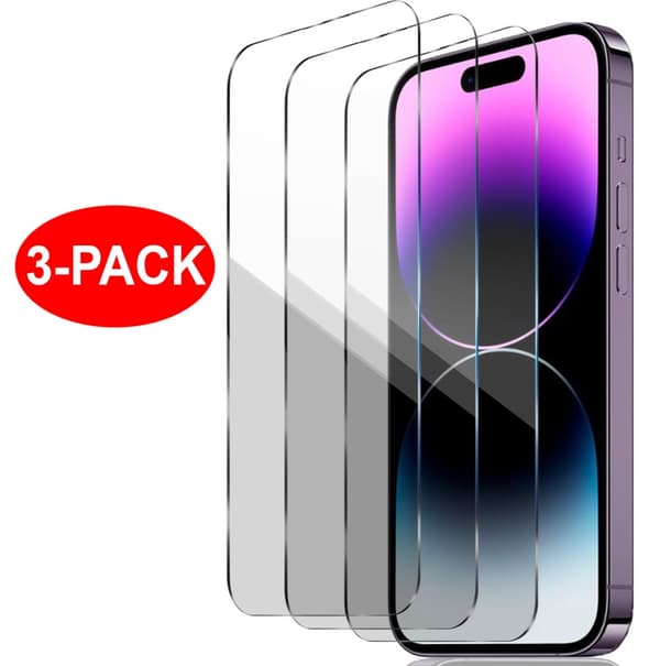 3-Pack - iPhone 14 Pro - Härdat Glas Skärmskydd Transparent