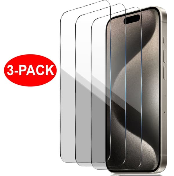 3-Pack - iPhone 15 Pro - Härdat Glas Skärmskydd Transparent