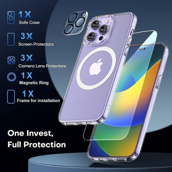 iPhone 15 [9-PACK] 6x Härdat glas + 1x Silkon Skal TPU +Ram